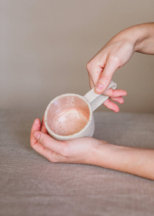 ceramic latte mug with large handle: Pink