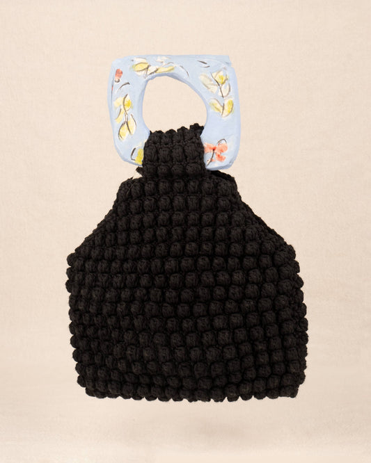 Loreta Crochet Ceramic Bag - Black